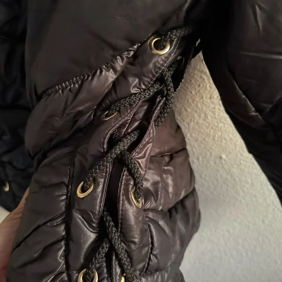 High Society Vintage 90s Glam Lace Ski Puffer Jacket Womens Italian Made - Picture 3 of 7